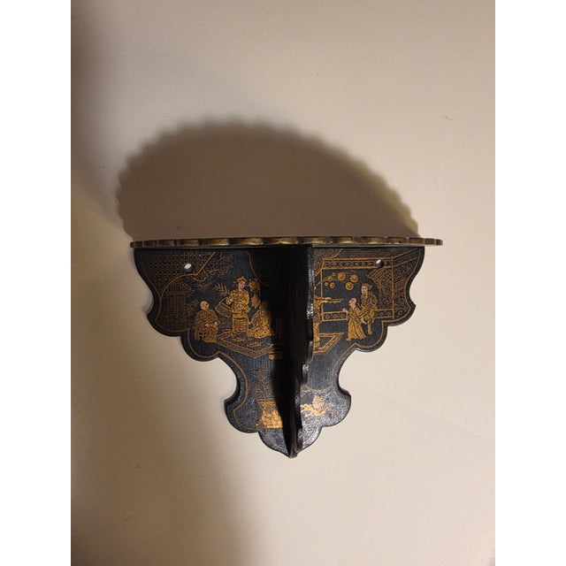 Chinoiserie Black Paper Mache Wall Shelf Bracket For Sale - Image 14 of 17