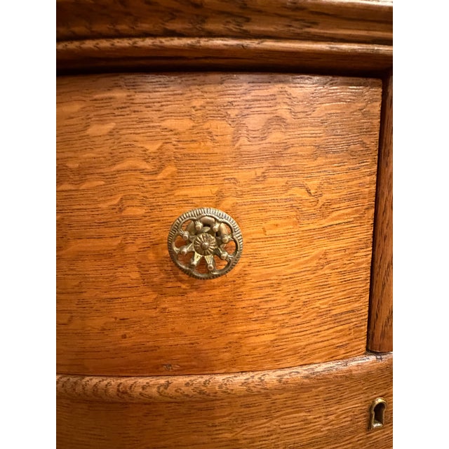 Antique Victorian Oak Bedroom Dresser W/ Serpentine Style Front For Sale - Image 9 of 10