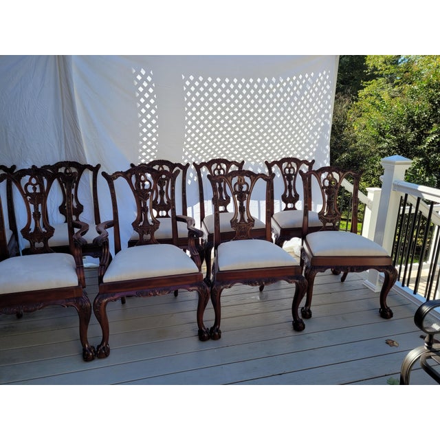Traditional Set of 10 Maitland Smith Mahogany Dining Room Chairs For Sale - Image 3 of 12