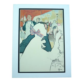 Original René Gruau "Bistro" Illustration: 1950 "Flair" Paris Issue Matted 11x14 For Sale
