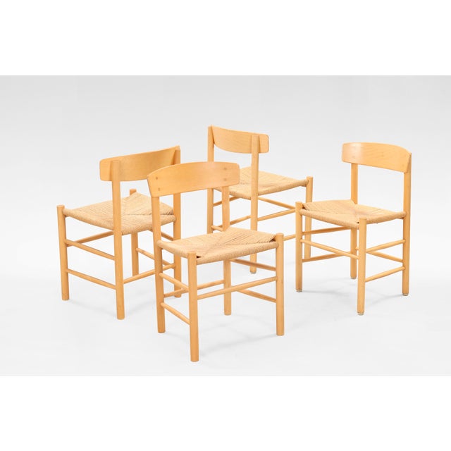 A vintage j39 dining chair by børge mogensen for fdb møbler, crafted in denmark during the 1950s. Featuring solid oak...