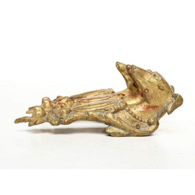 Bronze 19th Century set of 3 Gilt Bronze Dog Head Door Handles or Drawer Pulls For Sale - Image 8 of 12