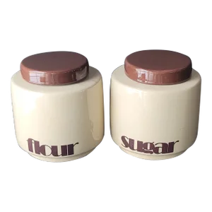 Vintage 70's McCoy Ceramic Flour and Sugar Kitchen Canister Set of 2
