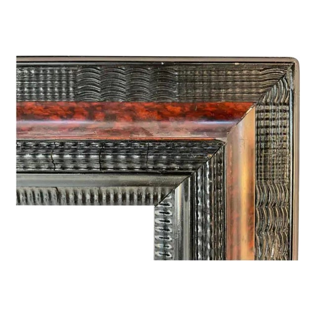 Large Italian Ebonized and Faux Tortoise Framed Mirror For Sale