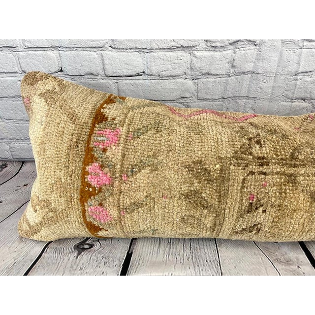 Turkish 14 x 35 Lumbar Kilim Rug Majesty Oasis Turkish Pillow Cushion Cover For Sale - Image 3 of 4