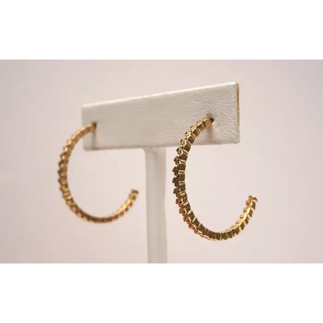 Pair of 18 Karat Gold Textured Hoops For Sale In Nantucket - Image 6 of 7