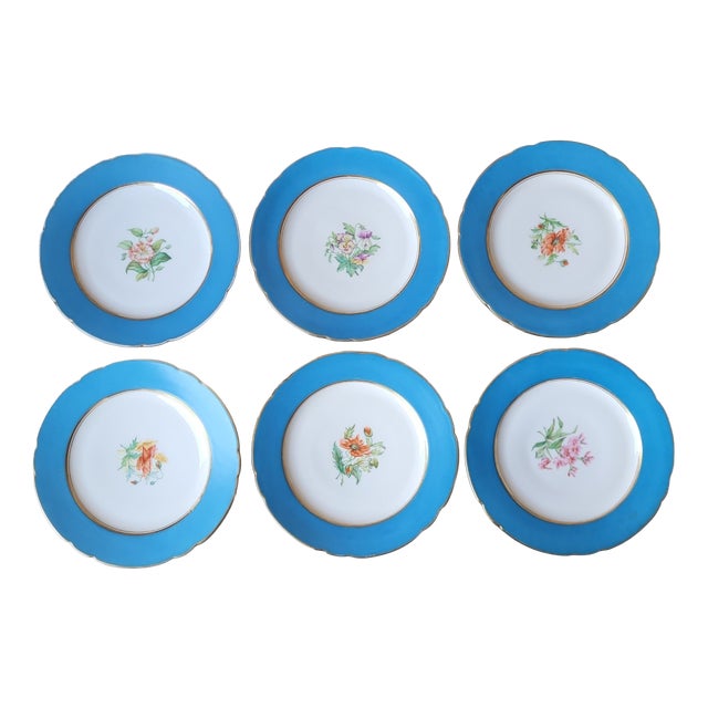 Paris Porcelain Dessert Plates, 19th Century, Set of 6 For Sale