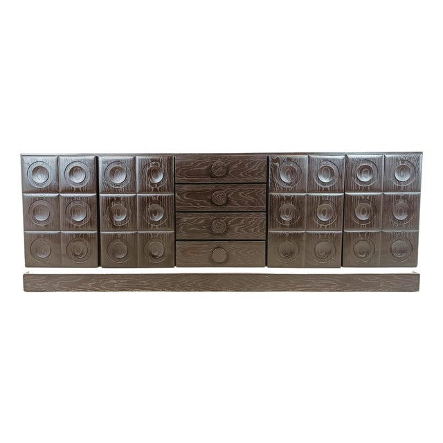 Brutalist Graphical Credenza, 1970s For Sale