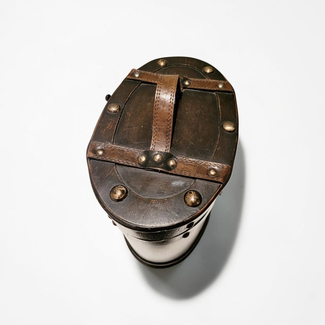 Art Deco Hat Box in Wood, Leather and Brass, 1920s For Sale - Image 9 of 14