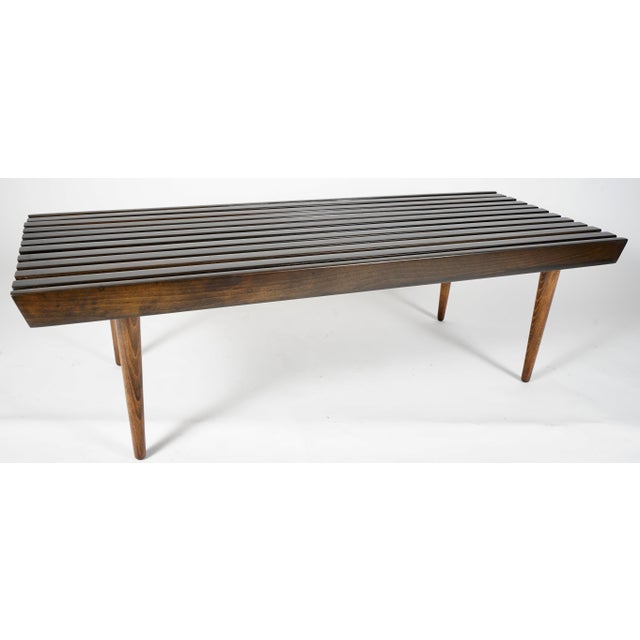 Black Mid Century Modern Walnut Slatted Table/Bench in the Style of George Nelson For Sale - Image 8 of 10