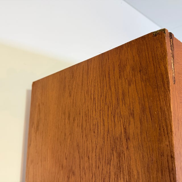 Mid-Century Modern Vintage Oak Tambour Secretary Cabinet, Germany, 1960s For Sale - Image 11 of 16