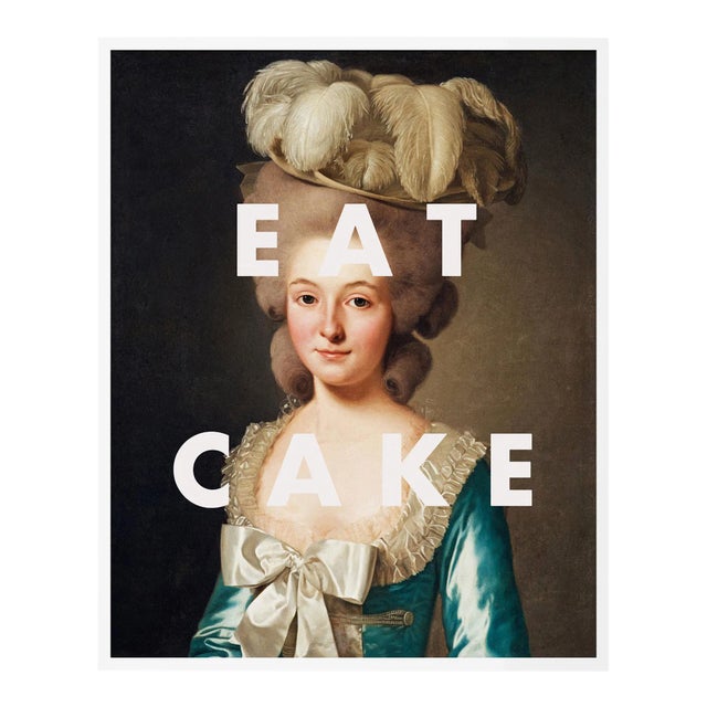 Eat Cake by Lara Fowler in White Framed Paper, Large Art Print For Sale