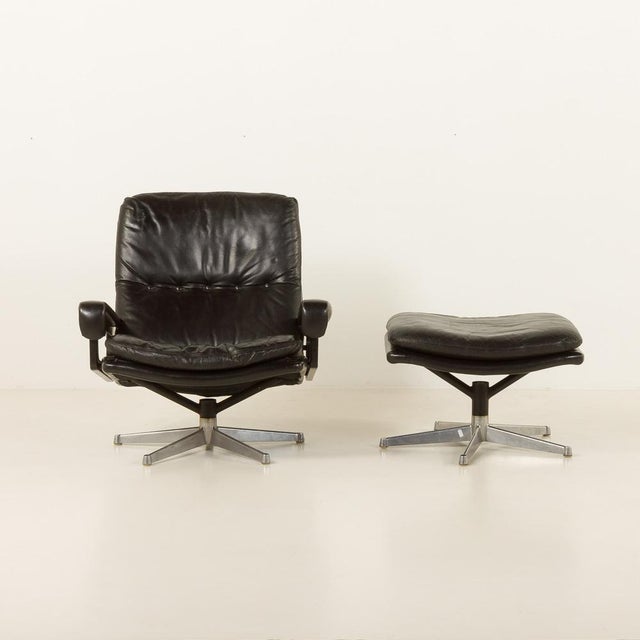 1960s Vintage Lounge Chair with Ottoman by André Vandenbrouck for Strassle Model King, Switzerland, 1960s, Set of 2 For Sale - Image 5 of 18