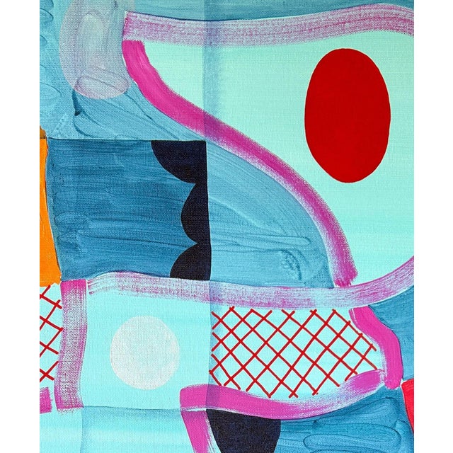 Textile Max Manning “Untitled (CVS276)” Contemporary Blue, Pink & Yellow Geometric Abstract Painting, 2024 For Sale - Image 7 of 8