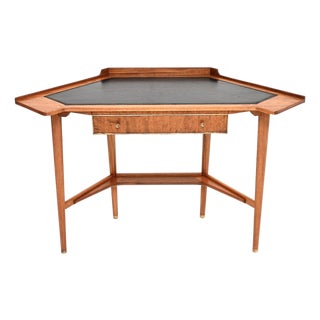 Vintage Corner Desk with Leather Top, 1960 For Sale