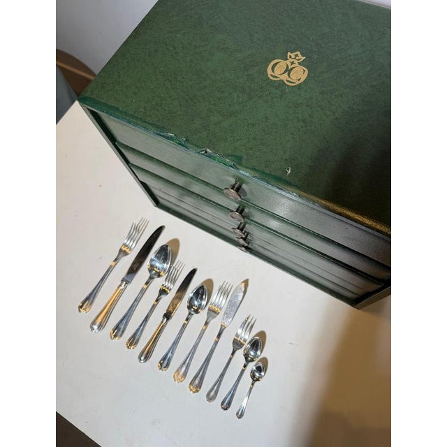 Silver-Plated Spatours Cutlery Service with Box from Christofle, Set of 144 For Sale - Image 4 of 13