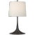 Visual Comfort Barbara Barry for Visual Comfort Signature Oscar Medium Sculpted Table Lamp in Aged Iron with Linen Shade For Sale - Image 4 of 7