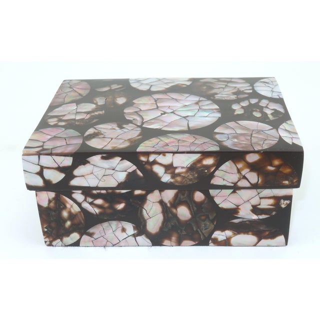 1990s R & Y Augousti France Abalone Inlaid Ebonized Wood Box For Sale - Image 5 of 12