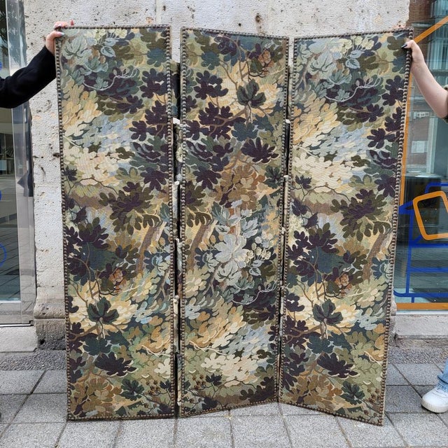 Vintage French Three-Panel Screen, 1950s For Sale - Image 4 of 18
