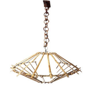Rattan Pendant Light, France, 1960s For Sale