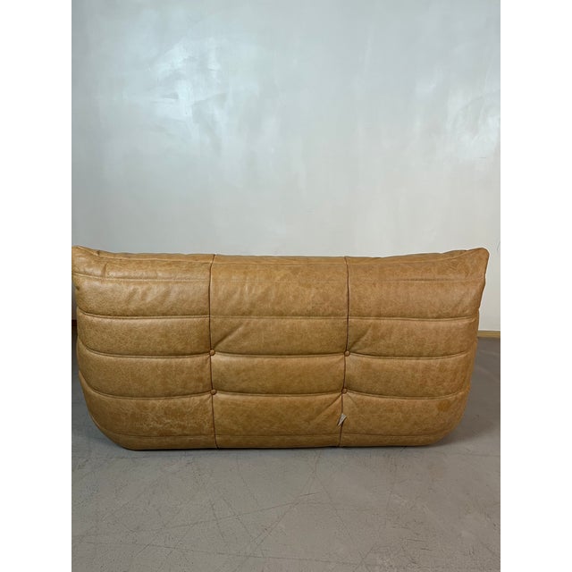 Light Yellow Togo Sofa in Camel Leather by Michel Ducaroy for Ligne Roset, Set of 5 For Sale - Image 8 of 14