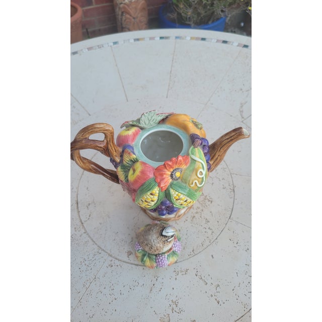 Mid 20th Century Vintage Fitz and Floyd Autumn Bounty Tea Pot For Sale - Image 5 of 10