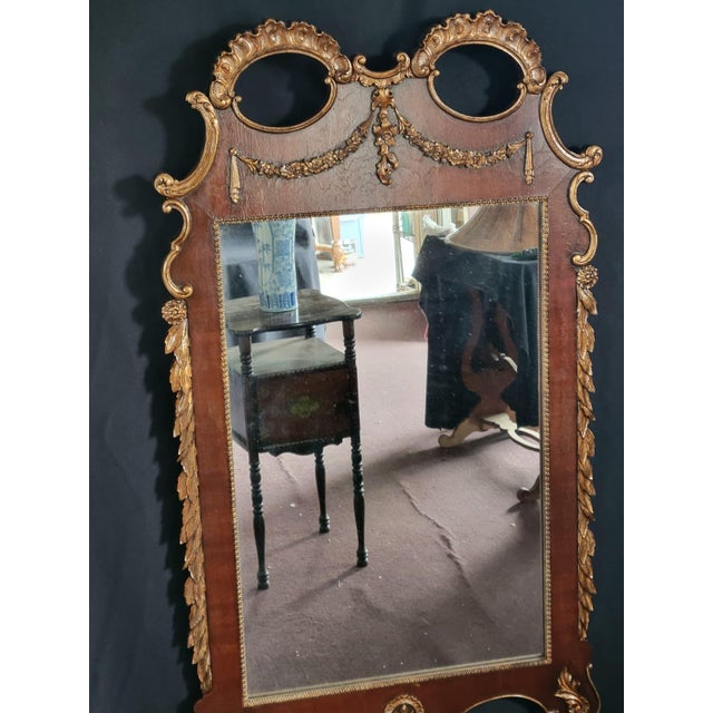 1900 - 1909 1900 French Gilded Carved Wood Wall Mirror Neoclassical Decorative For Sale - Image 5 of 12
