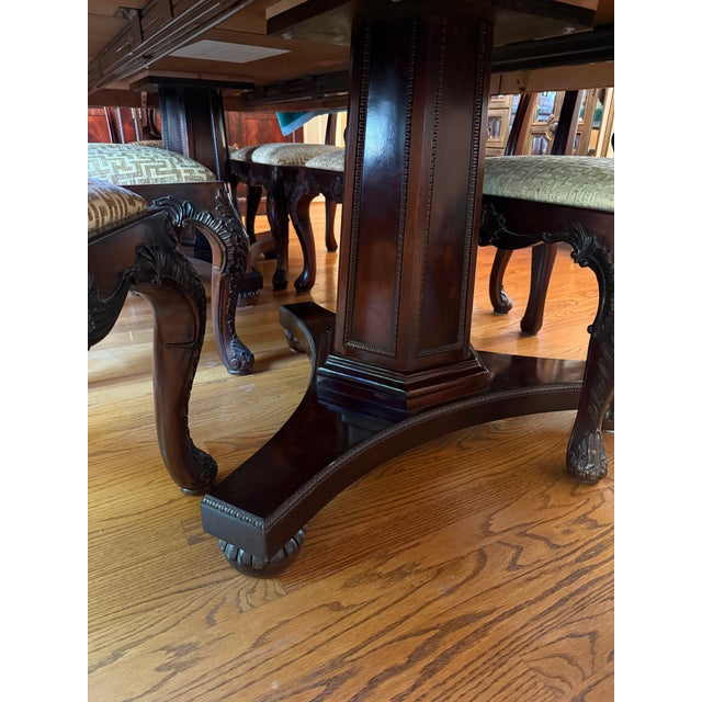 Rococo Attributed to Henredon Natchez Collection Flame Mahogany Double Pedestal Dining Table For Sale - Image 3 of 8