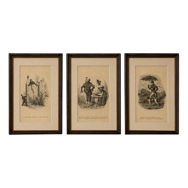 Robert Seymours, Humorous Victorian Social Caricatures, 1836, Engravings, Set of 3 For Sale