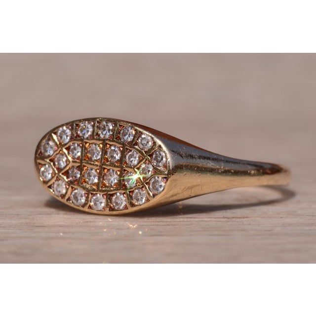 Mid 20th Century The Three Waters Lane: Mid Century Natural Diamond Signet Ring For Sale - Image 5 of 11