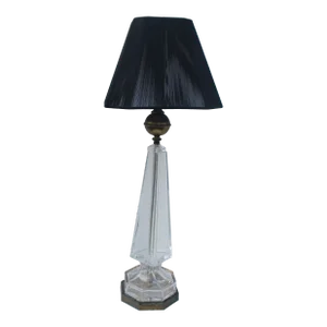 Vintage Neoclassic Style Brass & Glass Obelisk Form Table Lamp