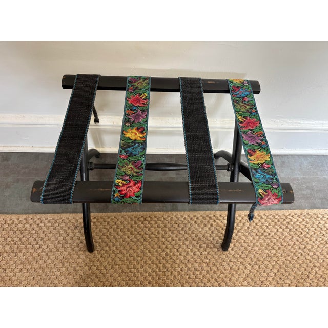 1980s Vintage Folding Luggage Rack With Traditional Guatemalan Strap For Sale - Image 5 of 10