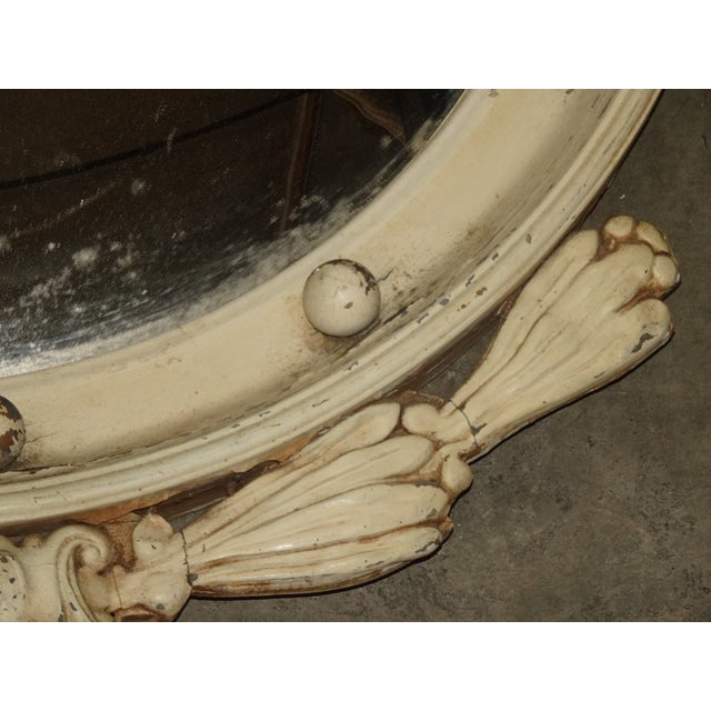 Antique Off White Federal Bullseye Eagle Convex Wall Mantle Mirror 13 Colonies#3 For Sale - Image 16 of 17