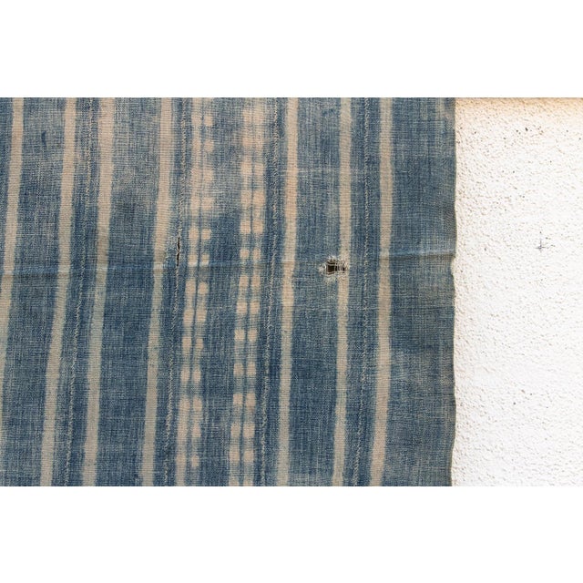Vintage Malinke African "Faded Oasis" Indigo Throw For Sale - Image 4 of 7