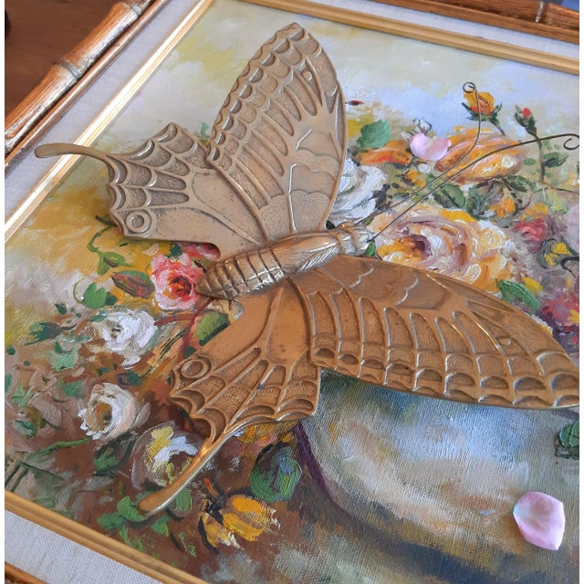 Mid-Century Modern Vintage Solid Brass Butterfly Wall Sculpture Large XL For Sale - Image 3 of 13