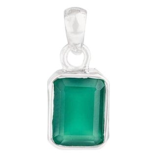 Lush Green Onyx Bezel Set Statement Pendant in 925 Sterling Silver For Sale