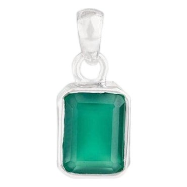 Lush Green Onyx Bezel Set Statement Pendant in 925 Sterling Silver For Sale