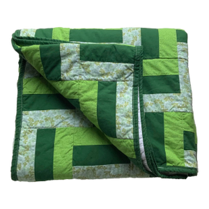Vintage Green Topiary Maze Patchwork Quilt, C. 1980s — Boxwood Garden Colorway
