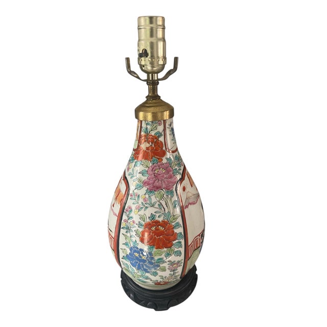 Antique Famille Rose Porcelain Lamp For Sale - Image 4 of 5