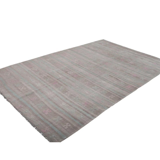 Faded Vintage Turkish Kilim Rug For Sale - Image 4 of 6