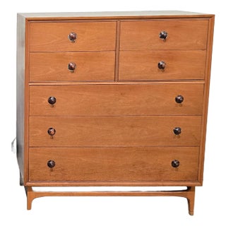 1960s Walnut Thomasville Motif Tall Dresser Chest Vintage For Sale