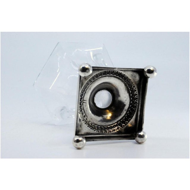 Beaded Silver and Cut Glass Salt Shaker For Sale - Image 5 of 9