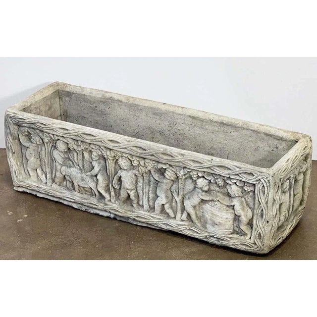 English Garden Stone Trough or Planter With Cherub Relief For Sale - Image 9 of 13