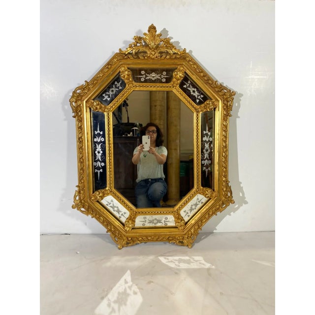 Glass Italian Gilded Mirror For Sale - Image 7 of 7