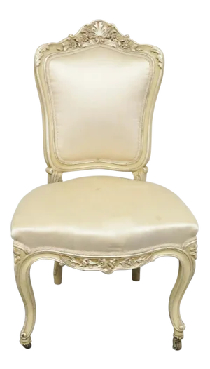 19th Century Louis XV Style Carved Cream Side Chair
