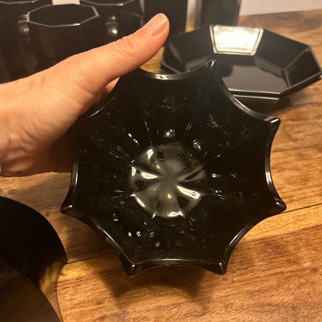 1980s French Black Glass Bowls- Set of 2 Arcoroc For Sale - Image 10 of 11