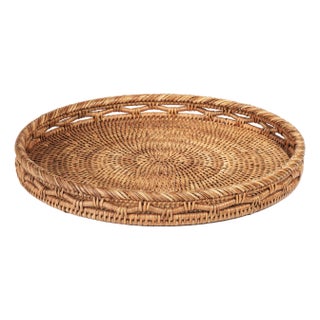 Heritage Weave Rattan Artistry Serving Tray, Round For Sale