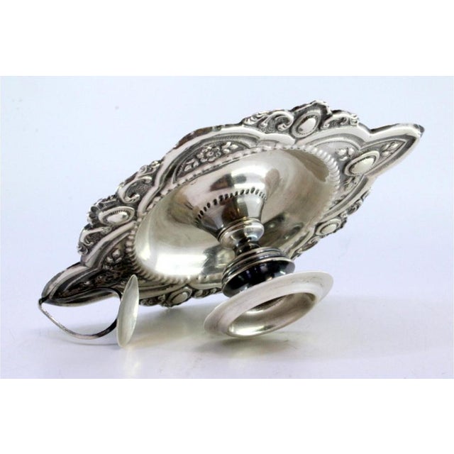 Silver Embossed Paddle with Pearly Frieze Edge For Sale - Image 4 of 8