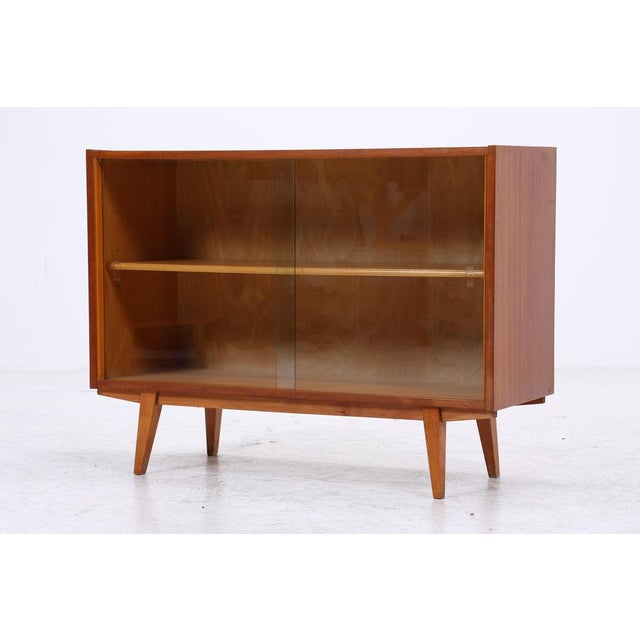 Mid-Century Modern Walnut Display Cabinet with Glass Sliding Doors, 1960s For Sale - Image 13 of 13