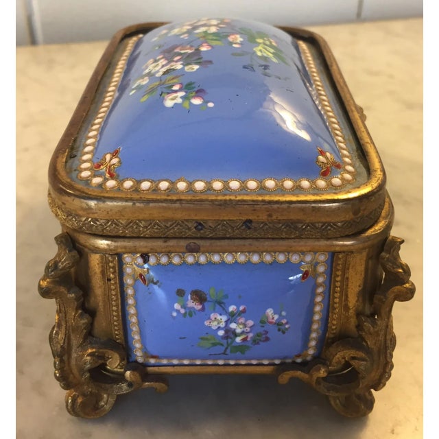 1885 Bronze Gilt and Hand Painted Enameled Cofferette For Sale - Image 4 of 12